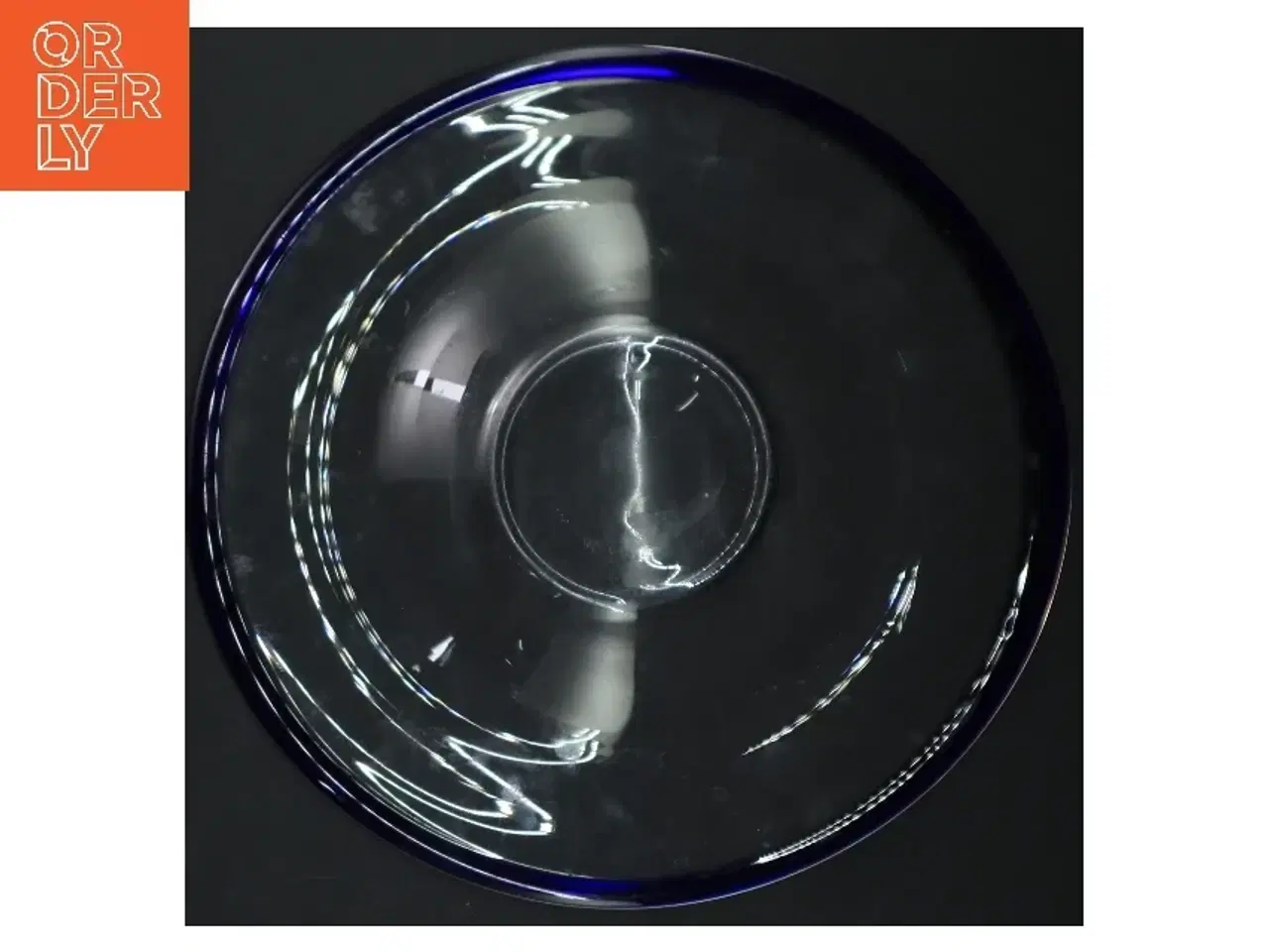 Billede 4 - Glasfad med blå kant (str. 23,5 cm)