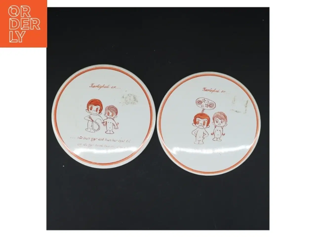 Billede 1 - Retro underlag med kærlighed citater (str. Ø 15 cm)