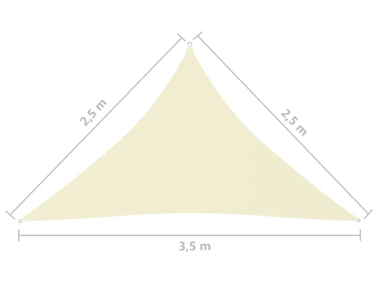 Billede 6 - Solsejl 2,5x2,5x3,5 m trekantet oxfordstof cremefarvet