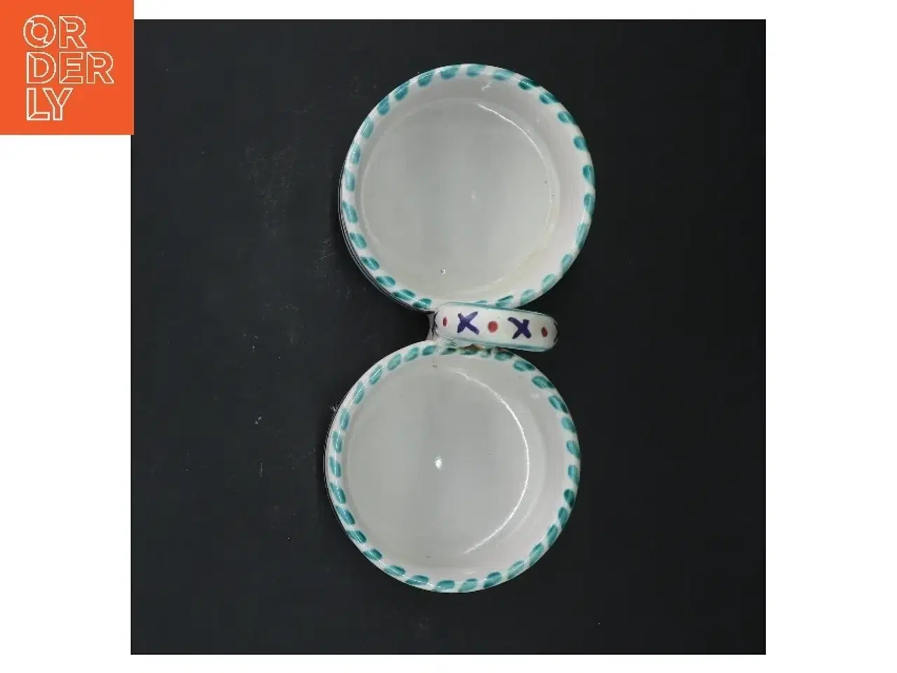 Billede 3 - Keramisk dobbelt skål med håndtag (str. 19,5x9x15 cm)