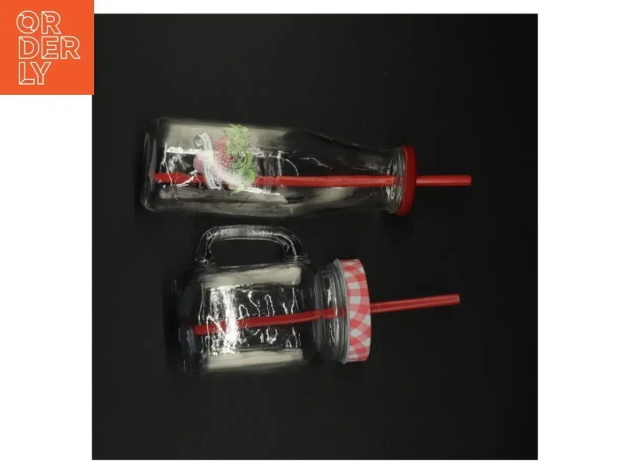 Billede 3 - Glas med sugerør (str. 19 x 6 cm og 13 x 7 cm)