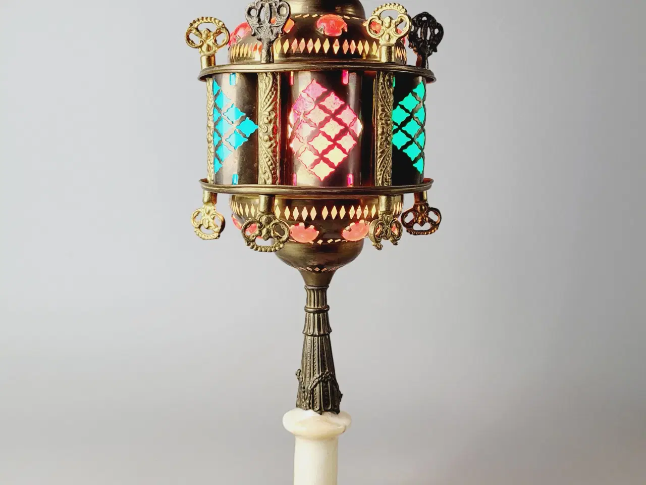 Billede 1 - ⭐️· Vintage Bordlampe i Messing med Onyxfod