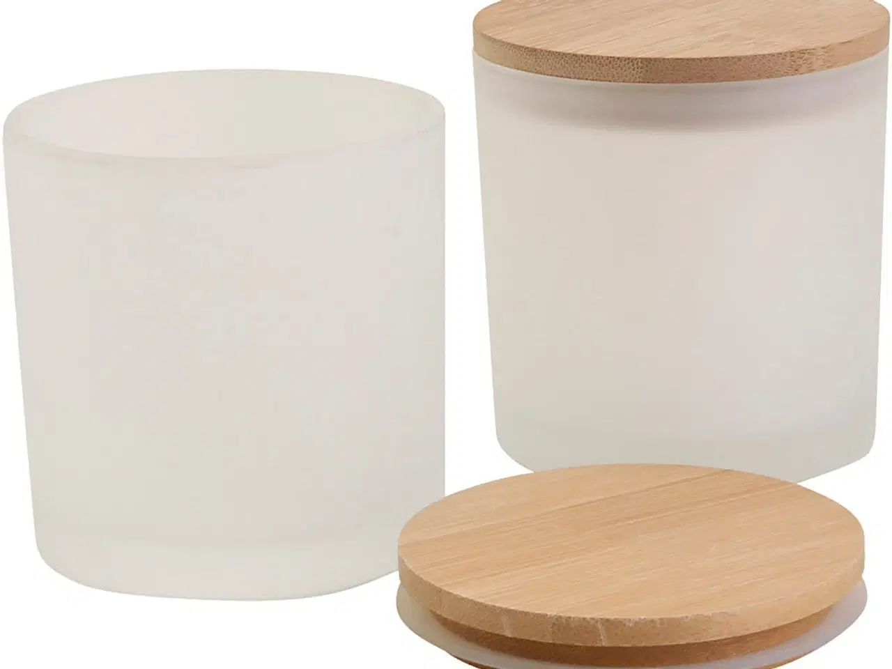 Billede 1 - Glaskrukker med trælåg, H: 9 cm, diam. 8 cm, str. 8 cm, 315 ml, 12stk./ 1 pk.