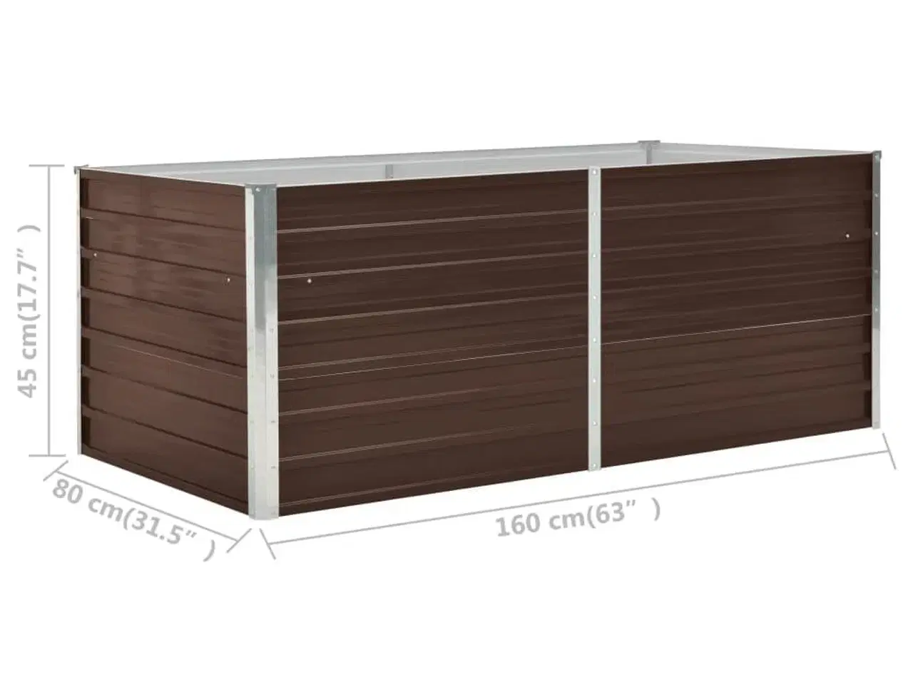 Billede 5 - Hævet plantekasse 160 x 80 x 45 cm galvaniseret stål brun