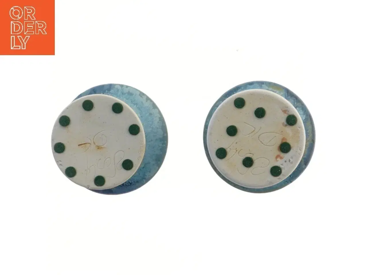 Billede 3 - Blå keramiklysestager, Dorte Visby Keramik (str. 2 stk Ø 11 cm længde 10,5 cm)