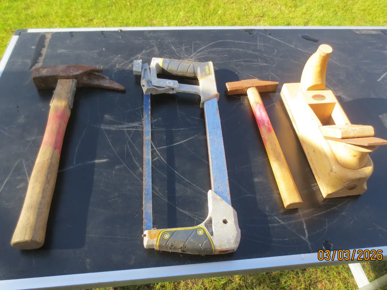 Billede 1 - 4 stk Håndværktøj Lægt hammer Høvl Bænkhammer 