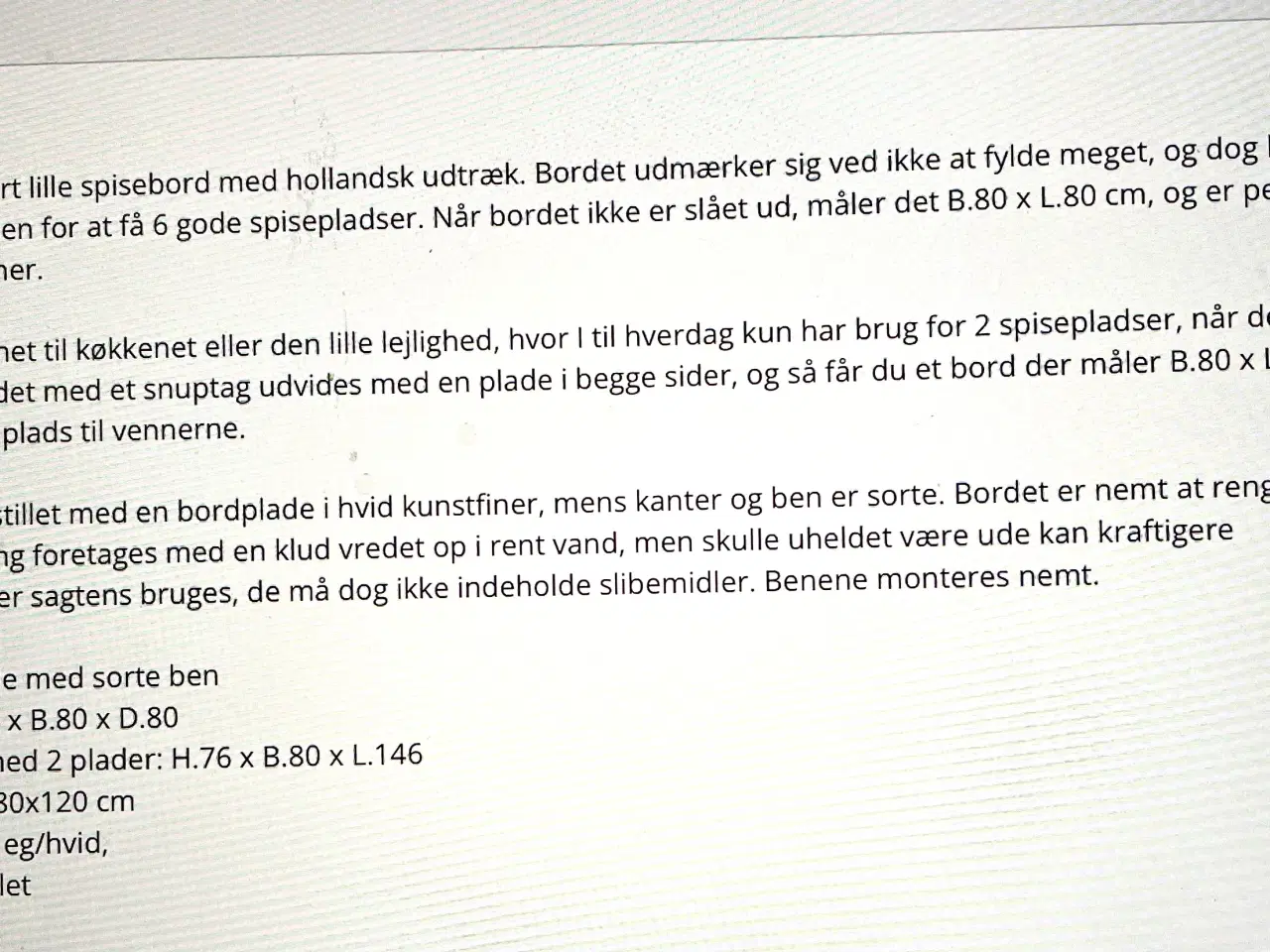 Billede 6 - Bord med hollandsk udtræk