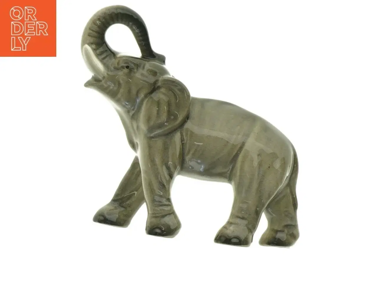 Billede 2 - Elefant med løftet snabel i porcelæn (str. 17 x 15 cm)