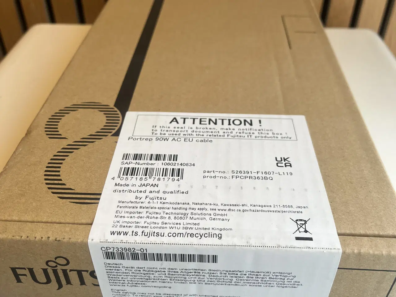 Billede 2 - Fujitsu Port Rep 0-Watt AC Adapter EU-Cable Kit S2