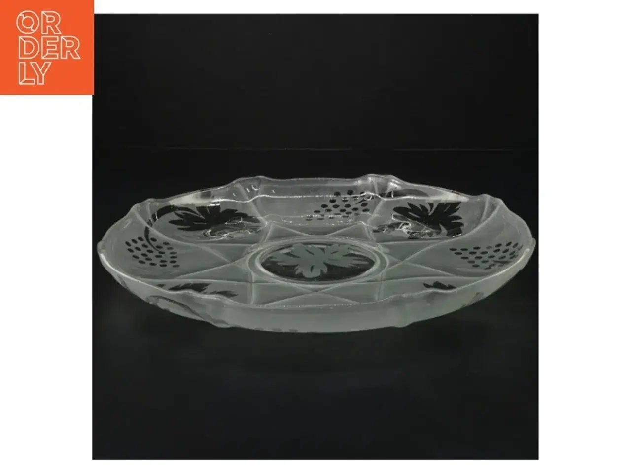 Billede 1 - Glasfad med blomster (str. Ø. 28 cm)