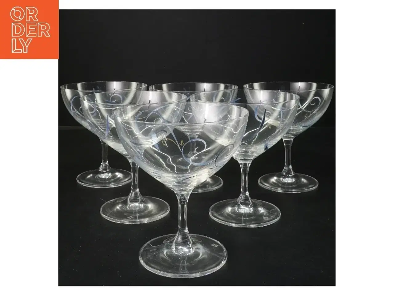 Billede 1 - Papillon champagneglas, Sæt á 6 dekorative glas (str. 6 stk Ø 12 cm længde 13,5 cm)