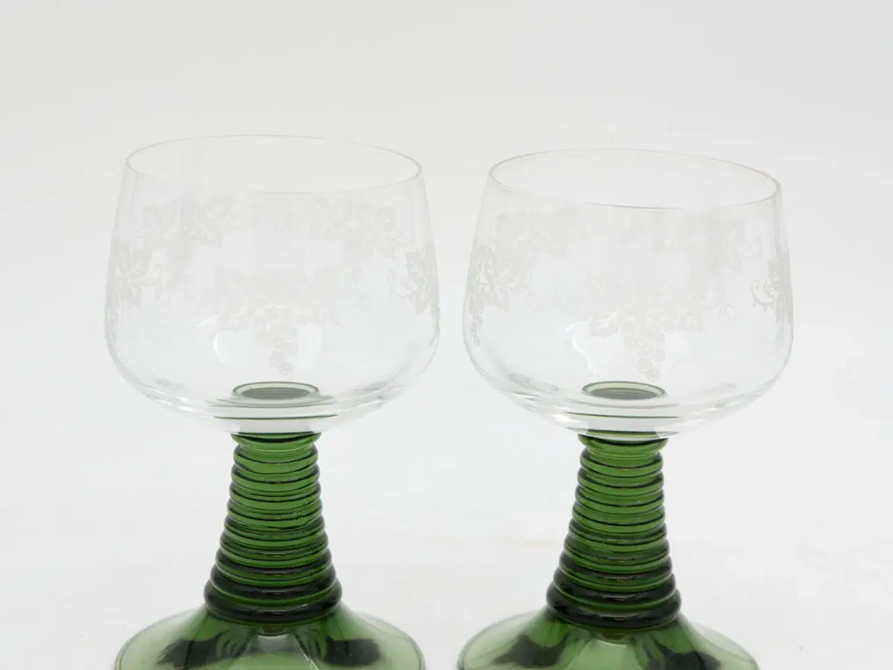 Billede 3 - Franske Rømerglas til rødvin, grøn stilk