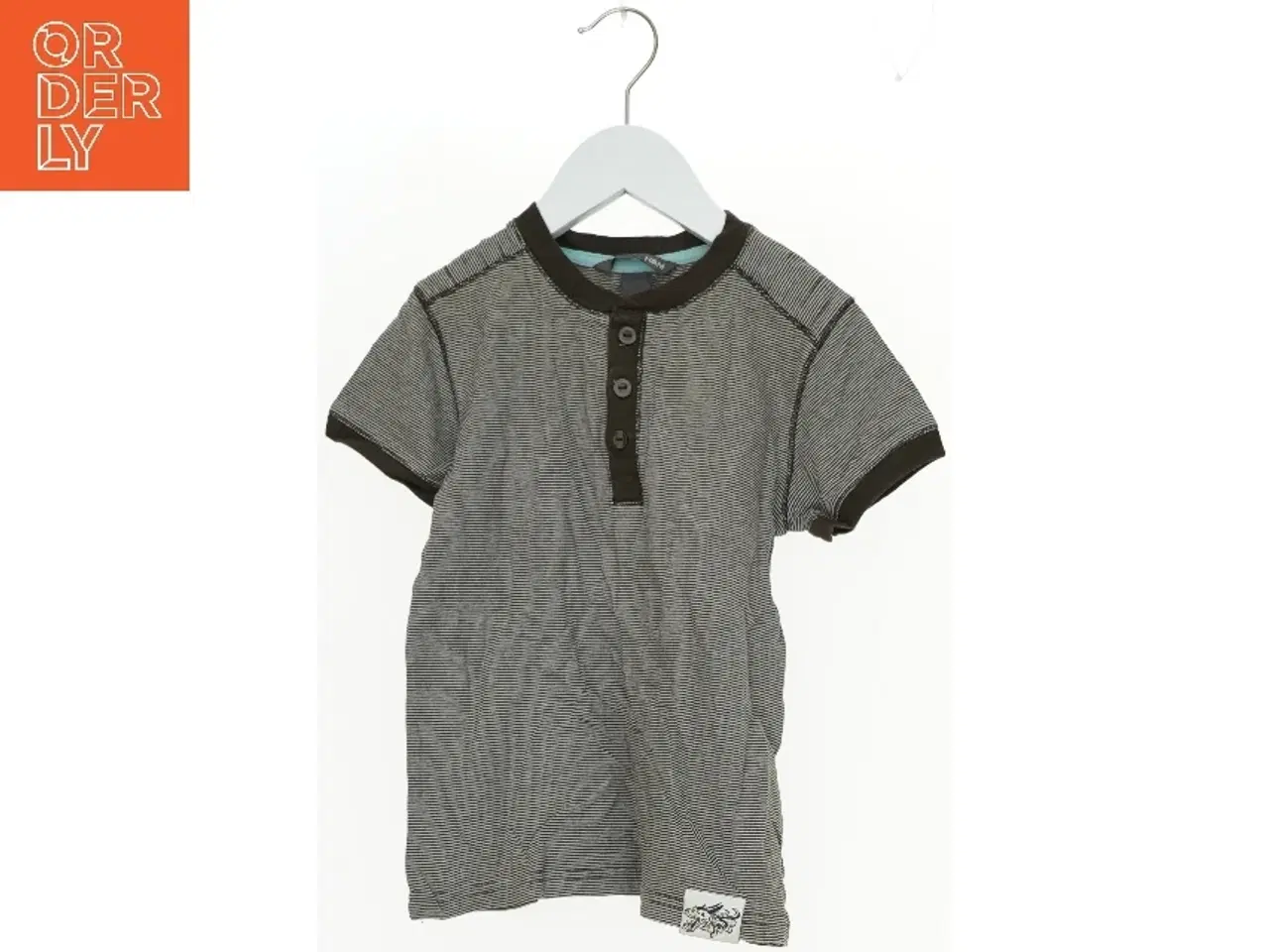 Billede 1 - Stribet T-Shirt med knapper fra H&M (str. 116)