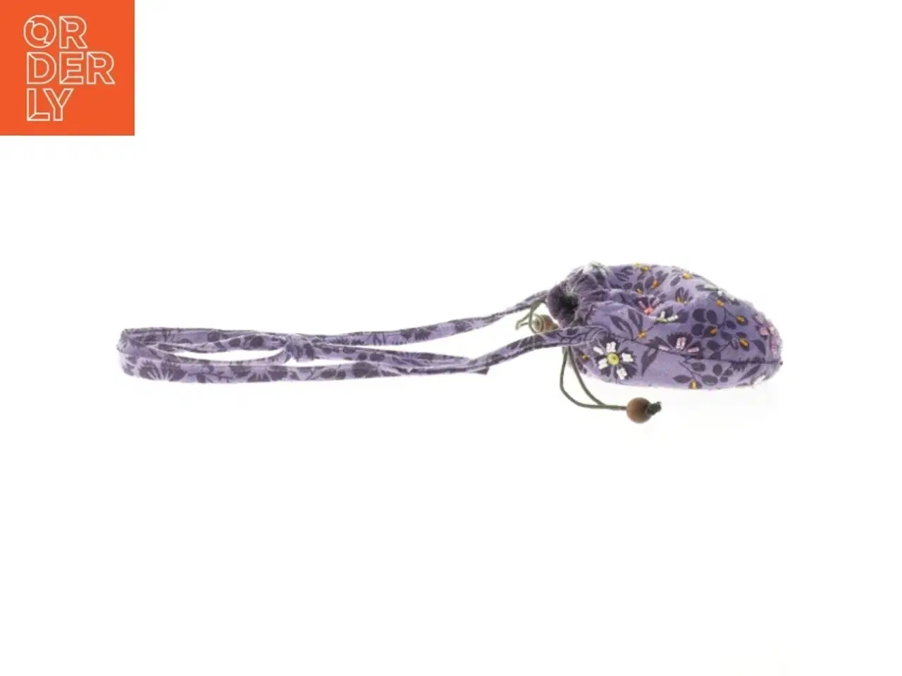 Billede 5 - Blomstret stofpose med glaskugler (str. 13x14 cm)