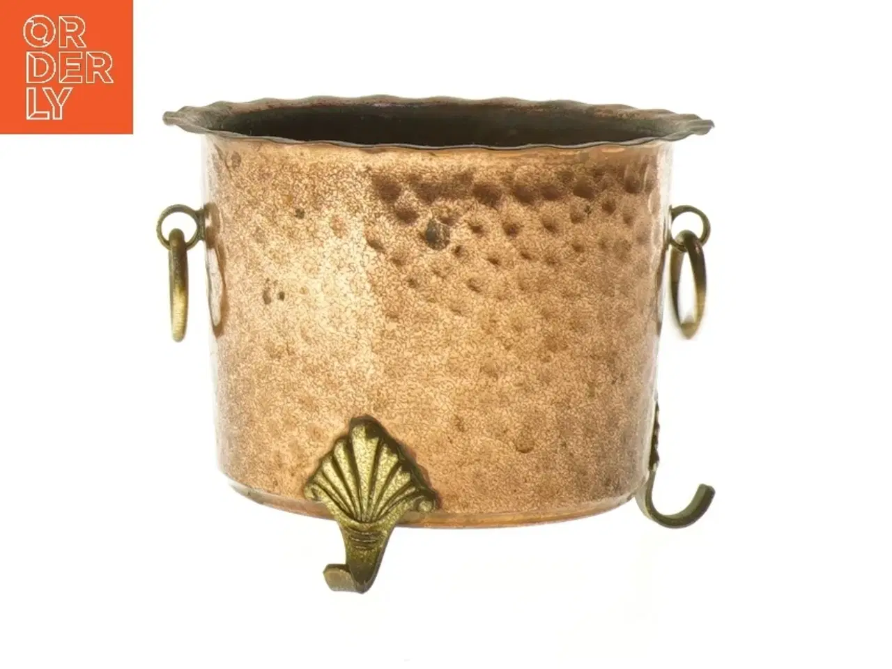 Billede 1 - Kobberholder med dekoration (str. Ø 12 cm længde 9 cm)