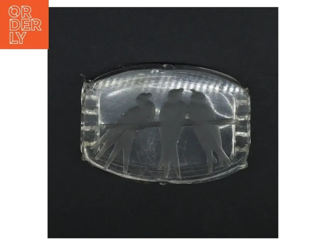 Billede 3 - Glasaskebæger med fuglemotiv (str. 13 x 9 x 2,5 cm)
