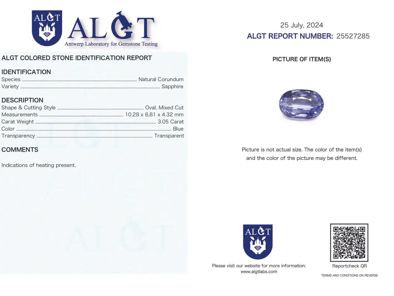 Billede 6 - Safir - 3.05 ct(lyseblå)