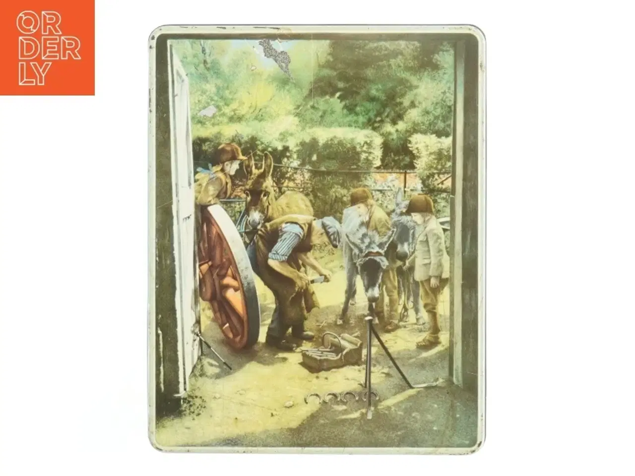 Billede 1 - Vintage Rektangulær dåse med motiv (str. 27 x. 21 cm)