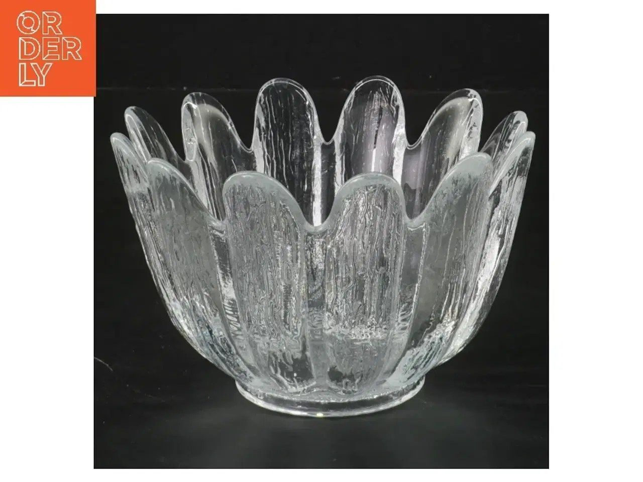 Billede 1 - Glasblomst skål (str. Ø 13,5 cm længde 9 cm)