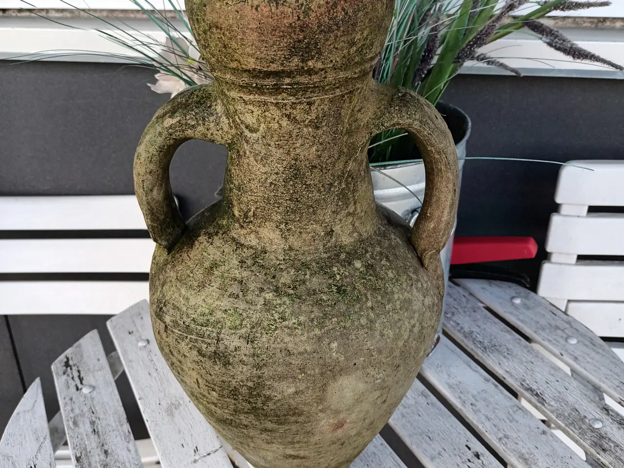 Billede 1 - STOR ANTIK HAVEVASE/KRUKKE MED 2 HANKE 41 CM