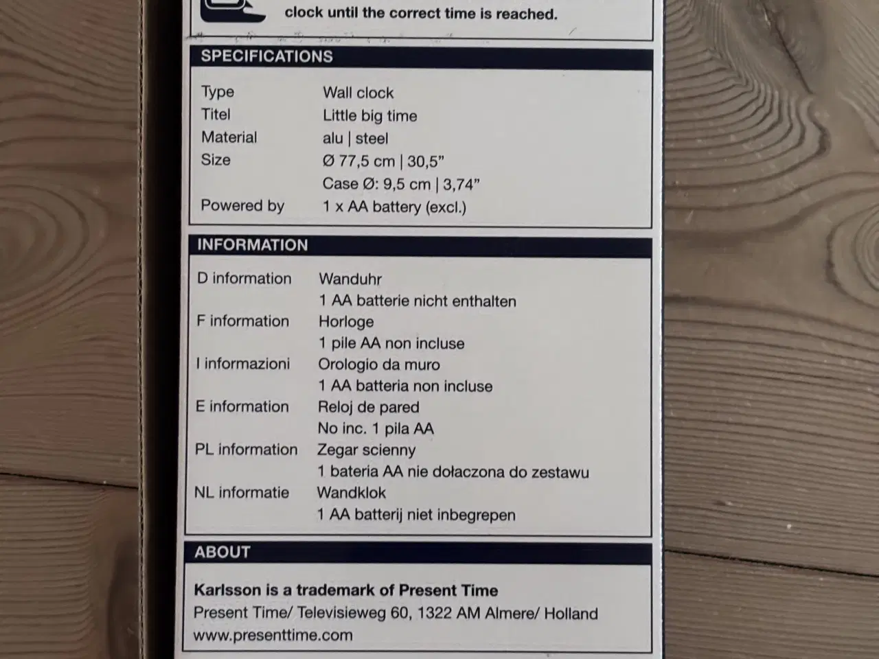 Billede 3 - Vægur, Karlsson Little Big Time 