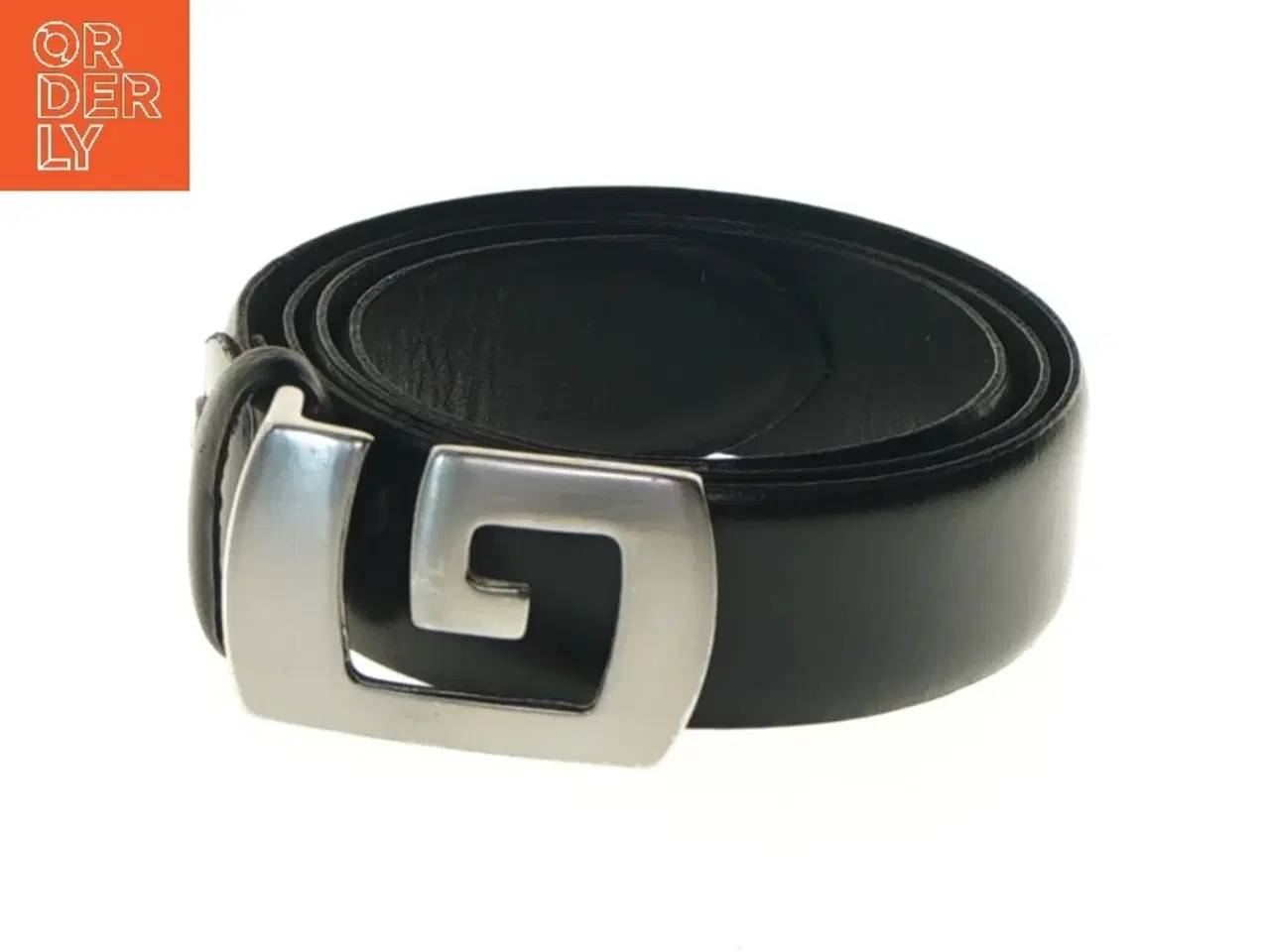 Billede 1 - Sort læder bælte med sølvspænde (str. 102 cm)