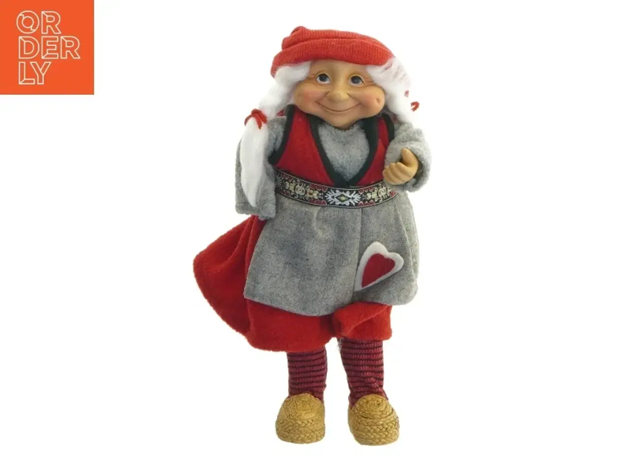 Billede 1 - Juledukke med rødt kostume (str. 27 cm)