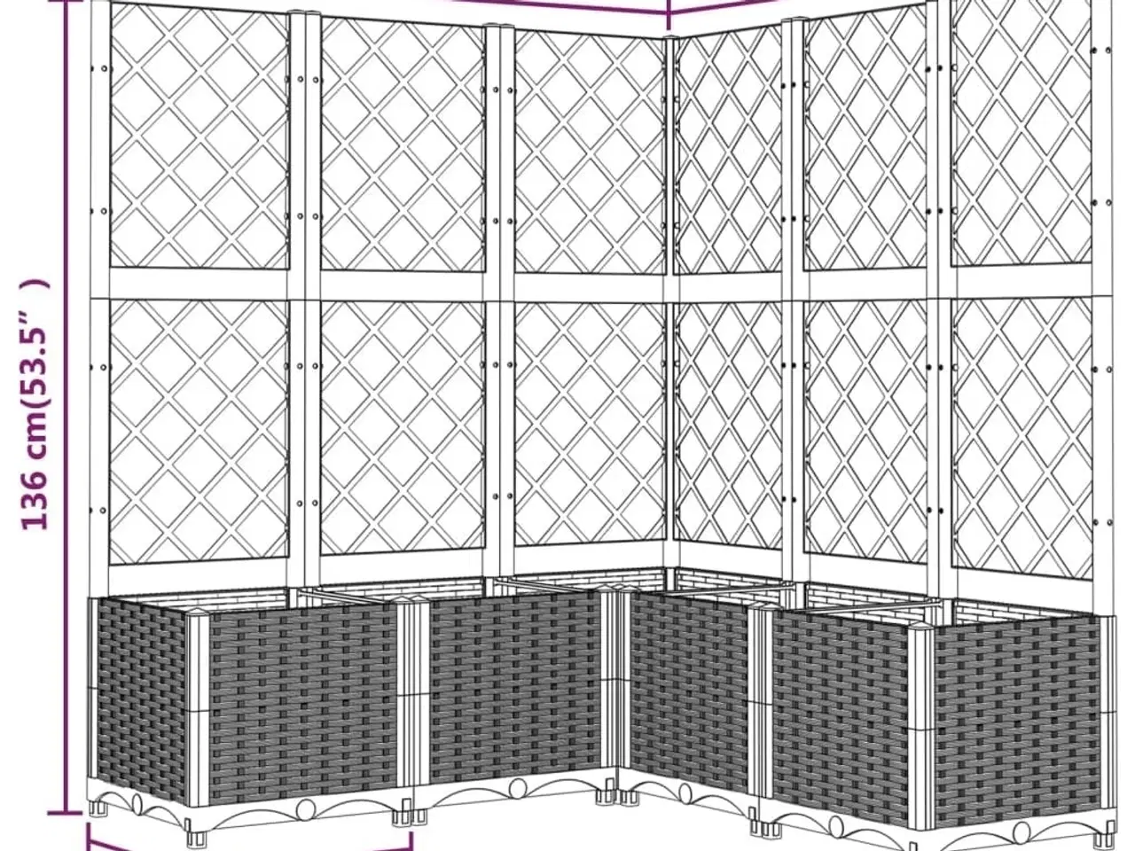 Billede 8 - Plantekasse med espalier 120x120x136 cm PP sort