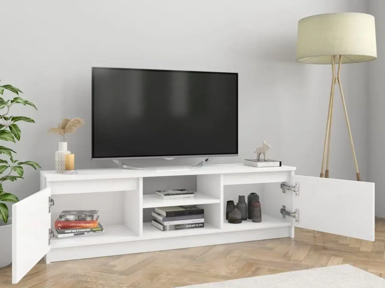 Billede 4 - Tv-skab 120x30x35,5 cm konstrueret træ hvid højglans