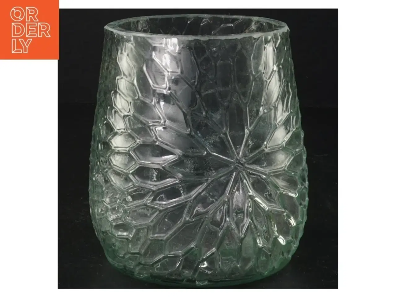 Billede 1 - Presset Glas vase i smukt Is Krystal mønster  (str. 12 x ø, 10 cm)