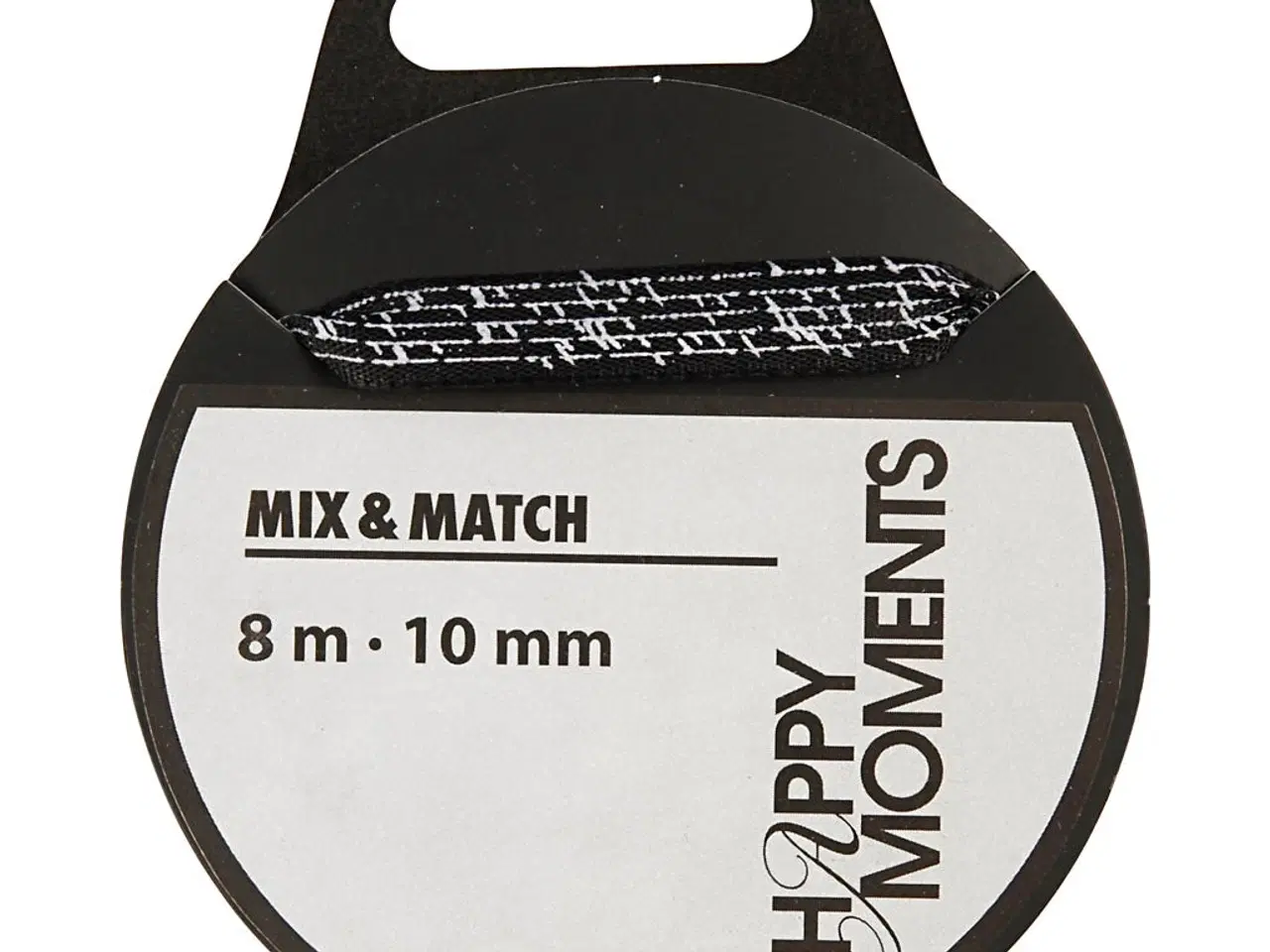 Billede 1 - Elegant sort satinbånd med print - 10 mm, 8 m