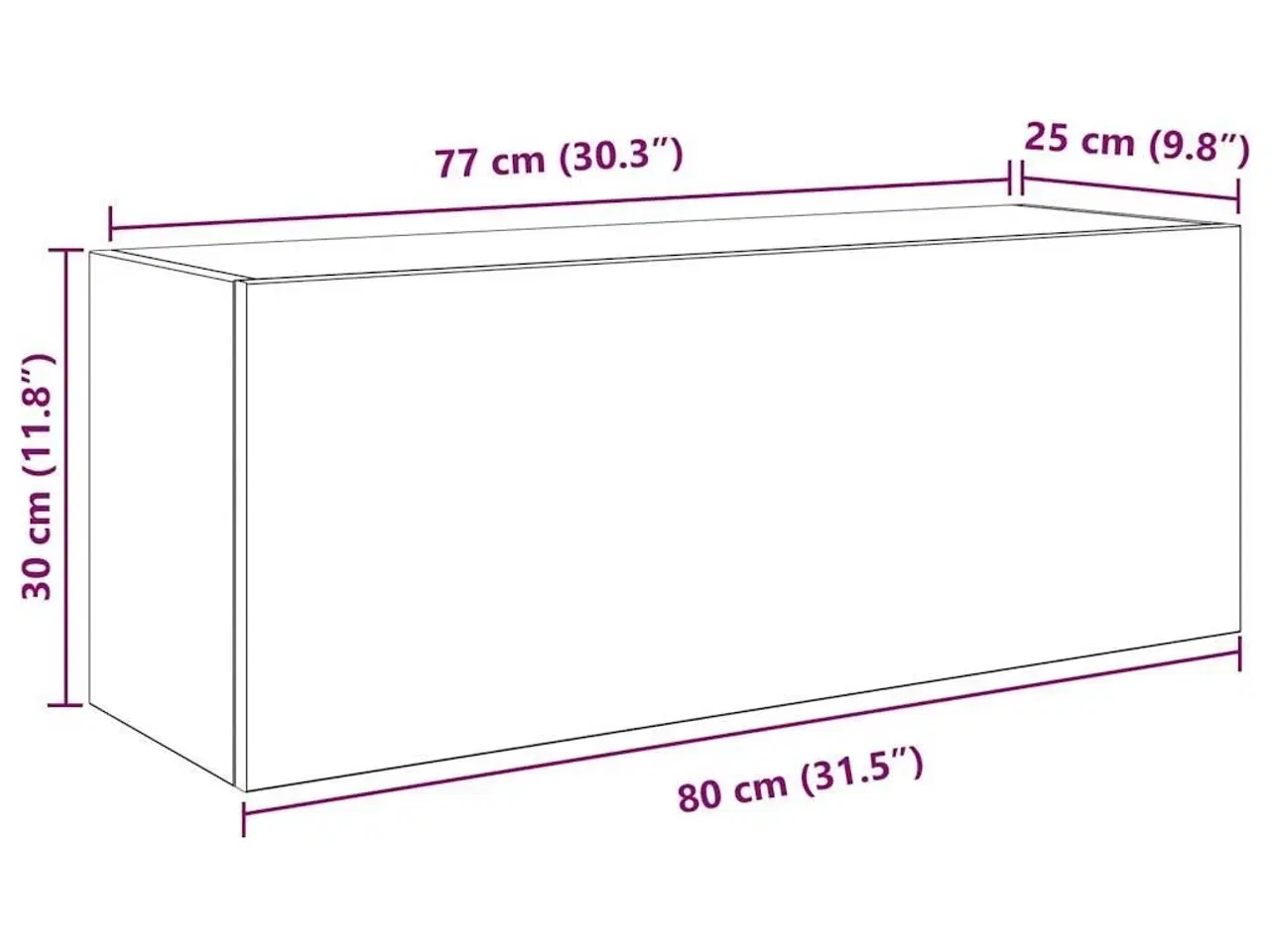 Billede 11 - Væghængt badeværelsesskab 80x25x30 cm konstrueret træ hvid
