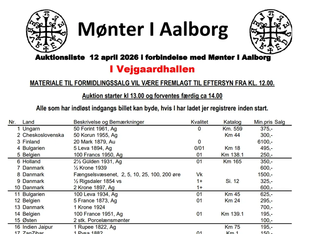 Billede 2 - Mønter i Aalborg 2026 - Søndag 12.april kl. 10-15