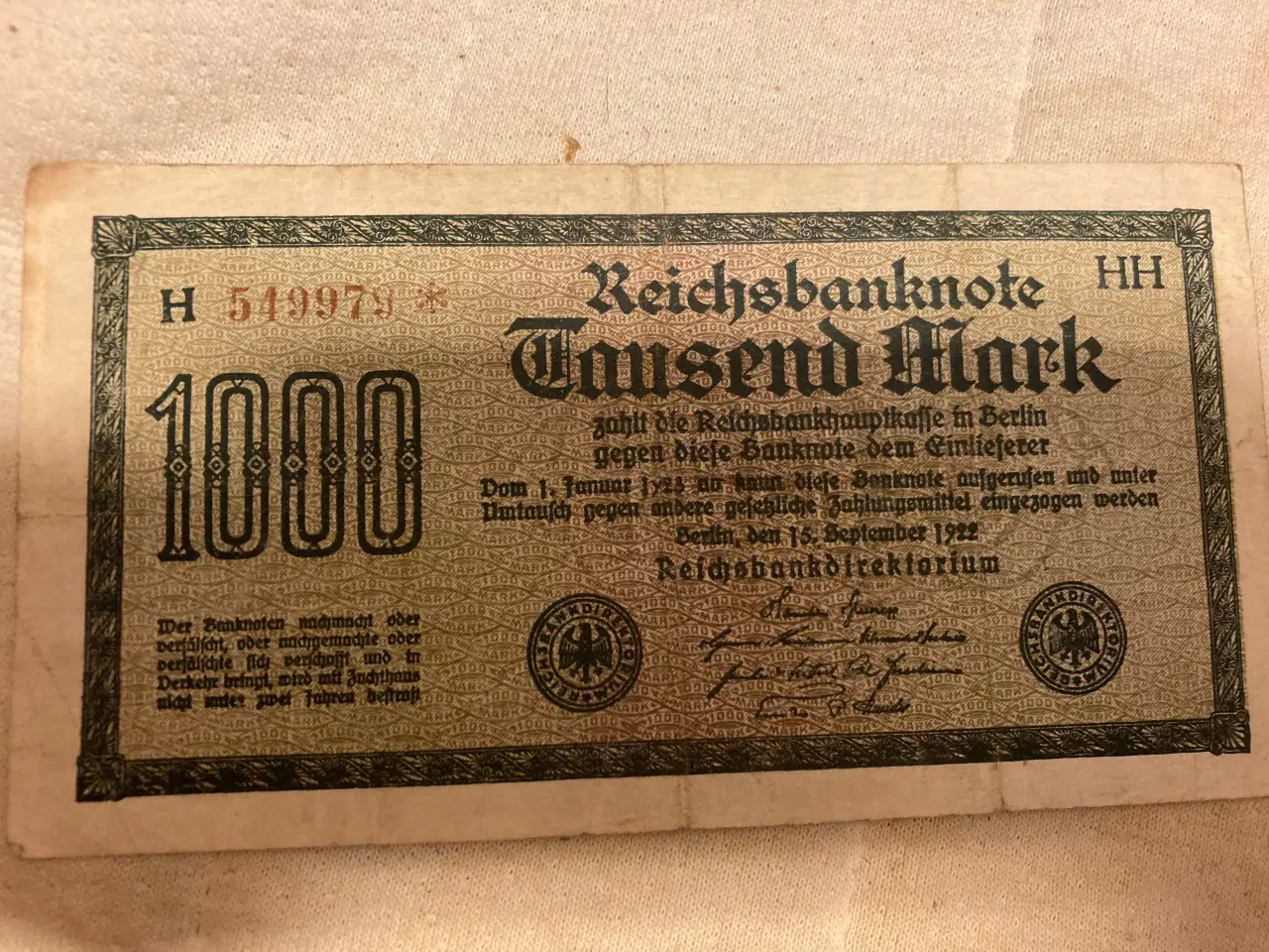 Billede 1 - 1000 mark fra 1922