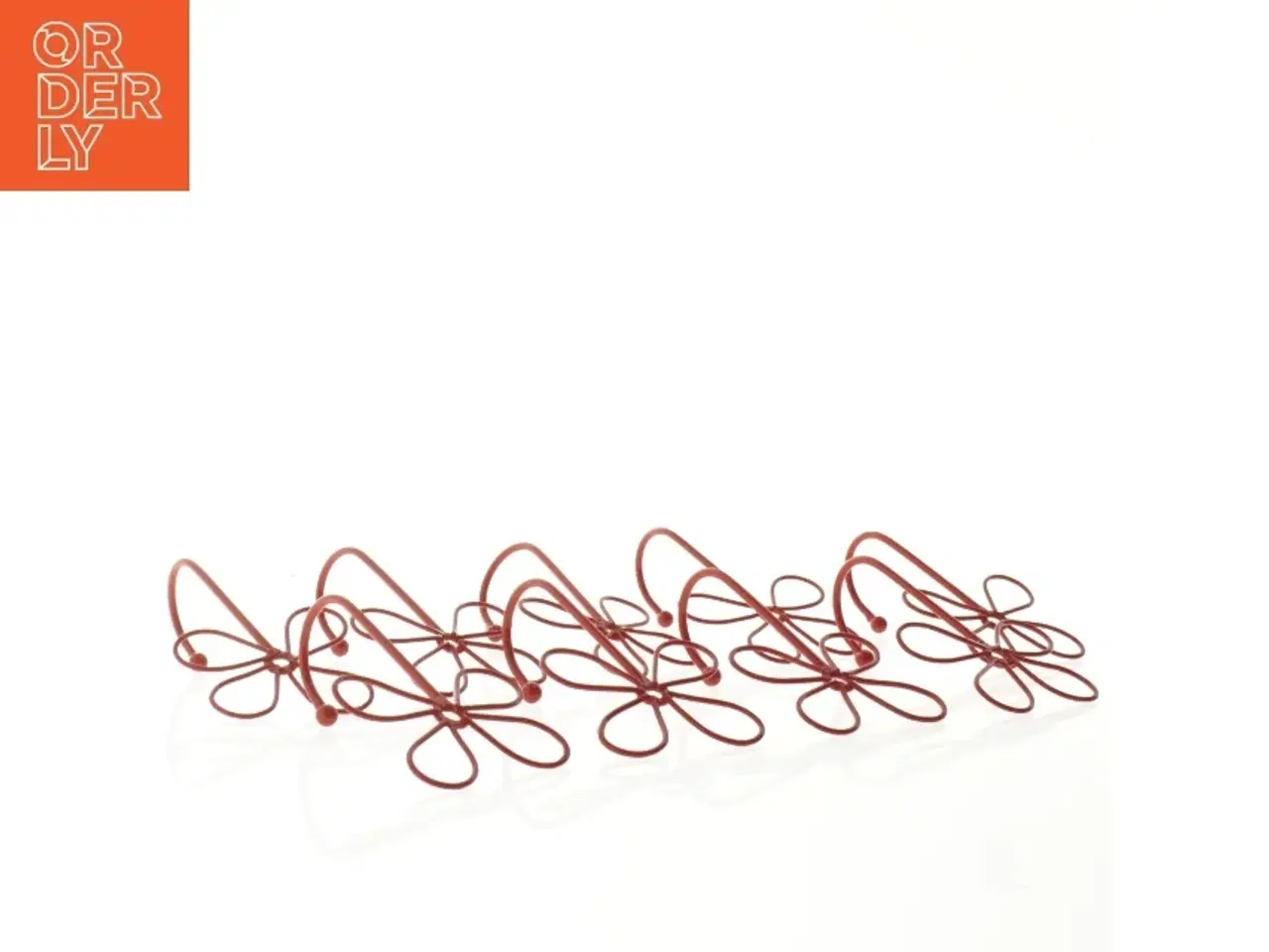 Billede 3 - Dekorative røde metalblomstkroge (str. 12 x 8 cm)