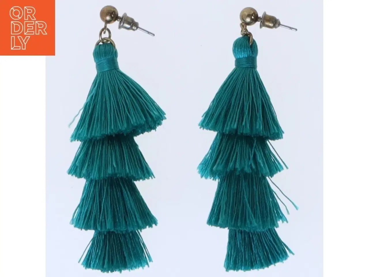 Billede 1 - Grønne Tassel ørestikker / øreringe (str. 70 mm)