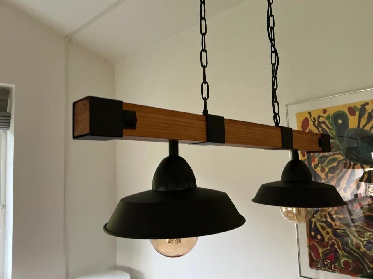 Billede 2 - Flot loftlampe i træ og metal