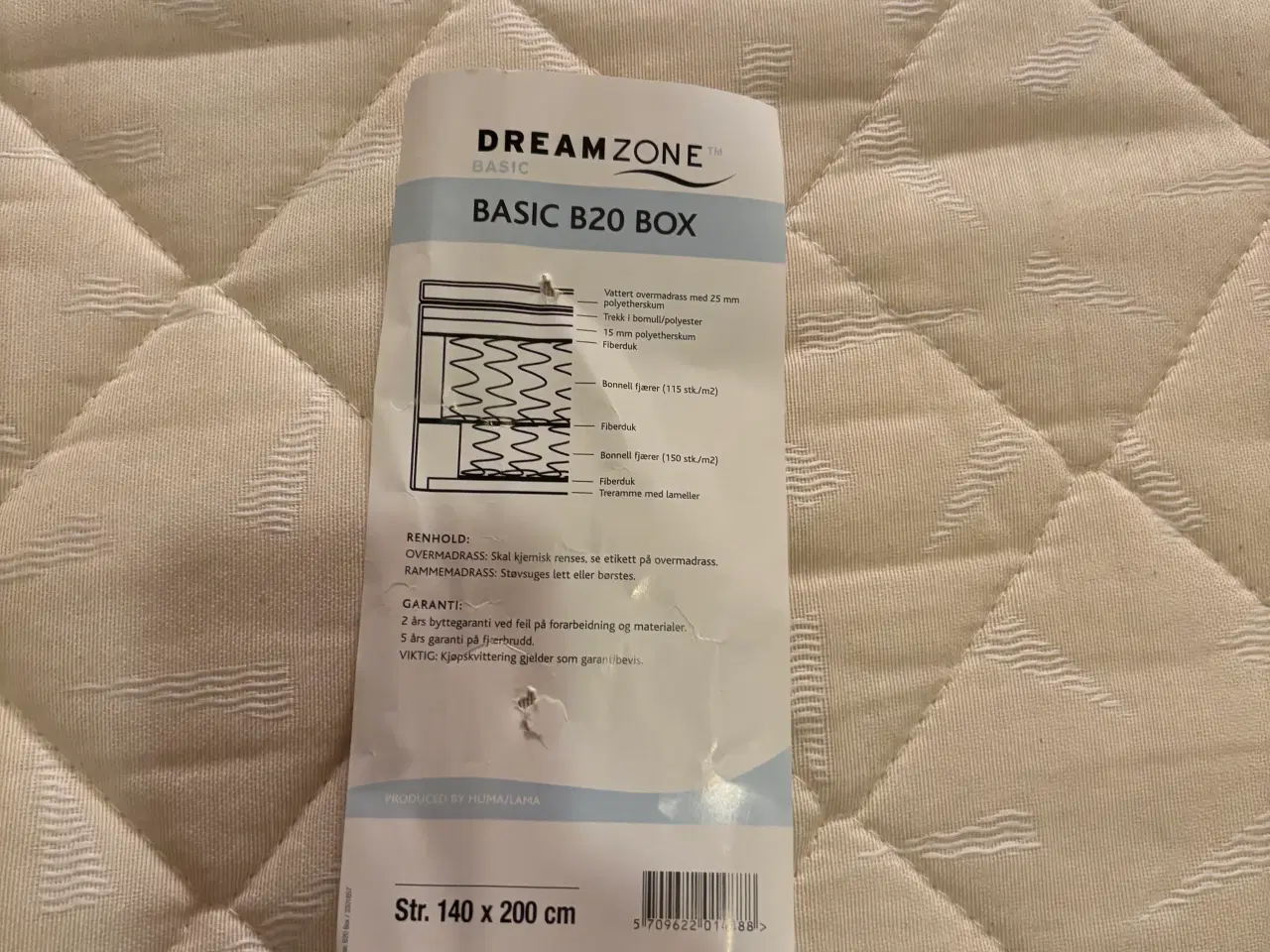 Billede 2 - Boxseng 140x200 med topmadras -  Dreamzone