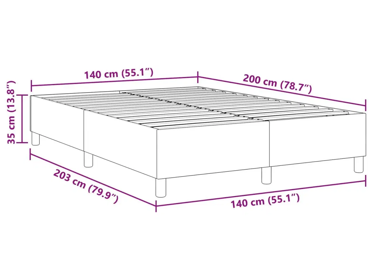 Billede 10 - Boxspring Seng Lysegrå 140x200 cm Corduroy Stof