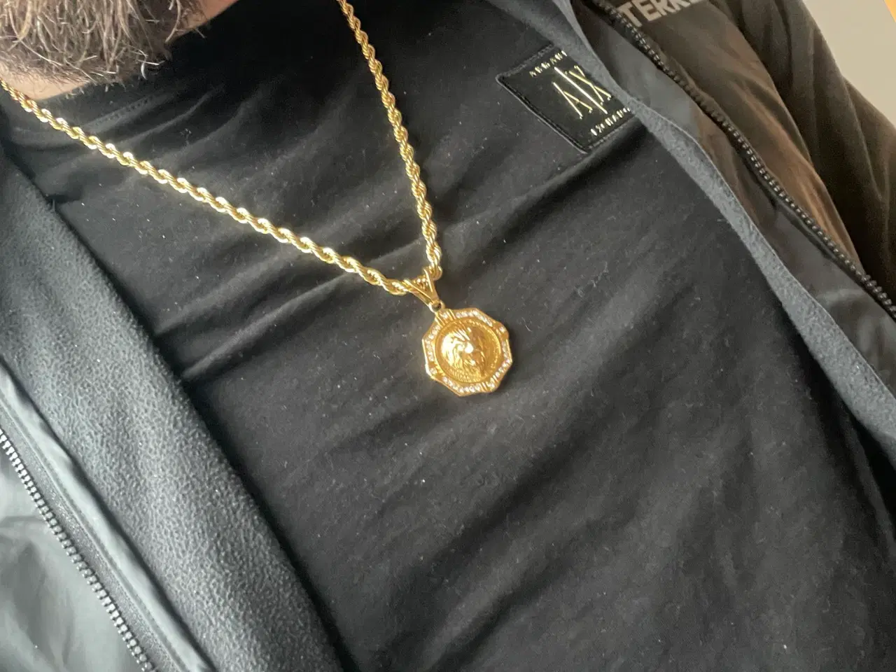 Billede 5 - 5mm 14kt goldfilled rope chain med løve vedhæng