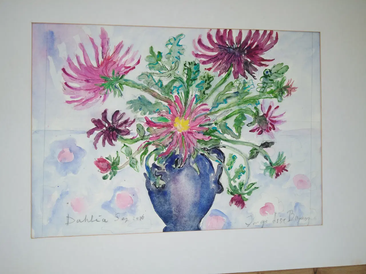 Billede 1 - Akvarel af Dahlia