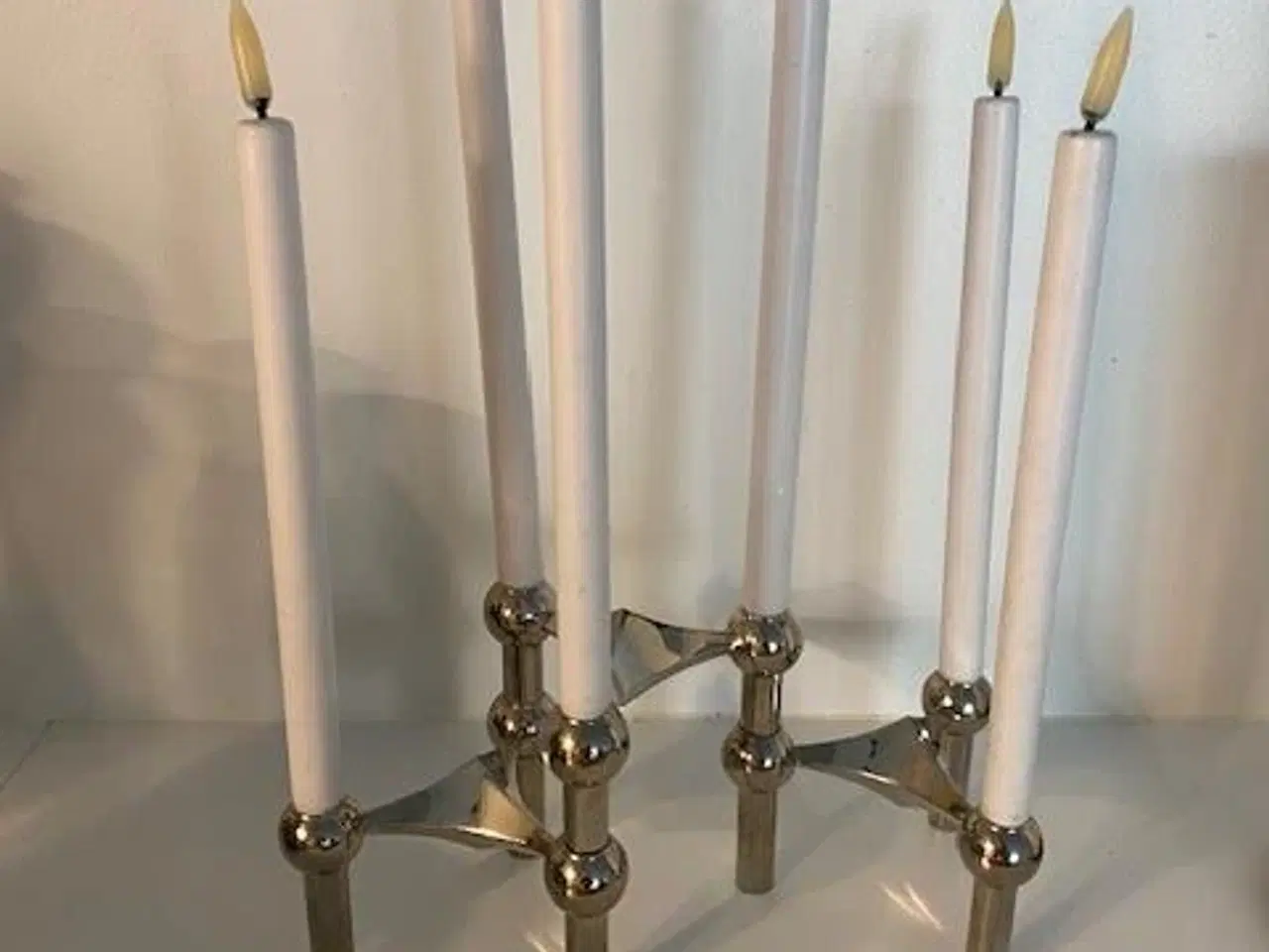 Billede 1 - STOFF Nagel 3 stk sølv stager incl LED lys