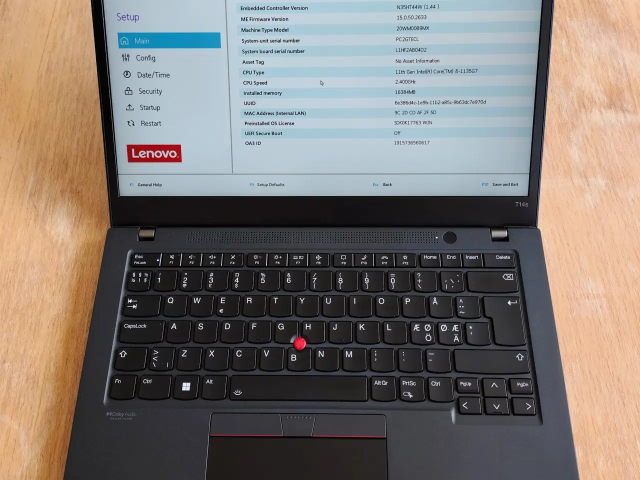 Billede 1 - Lenovo T14s G2 (i5-11/256/16) m nye dele