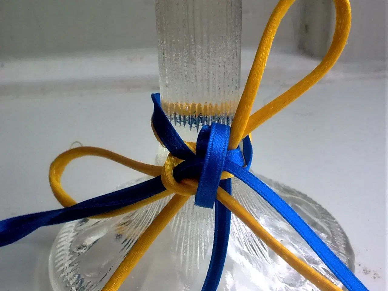 Billede 1 - Hjerte skål i glas på fod - Kornmark og himmelblå.