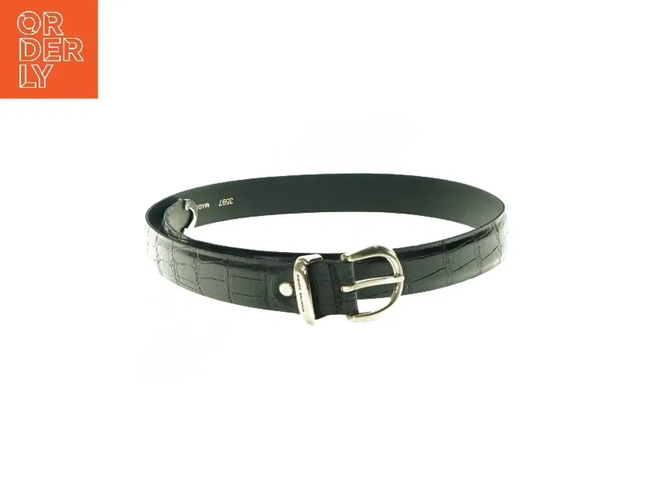 Billede 1 - Sort læder bælte med slangeskind fra Pierre Balmain (str. L: 97-97 cm)