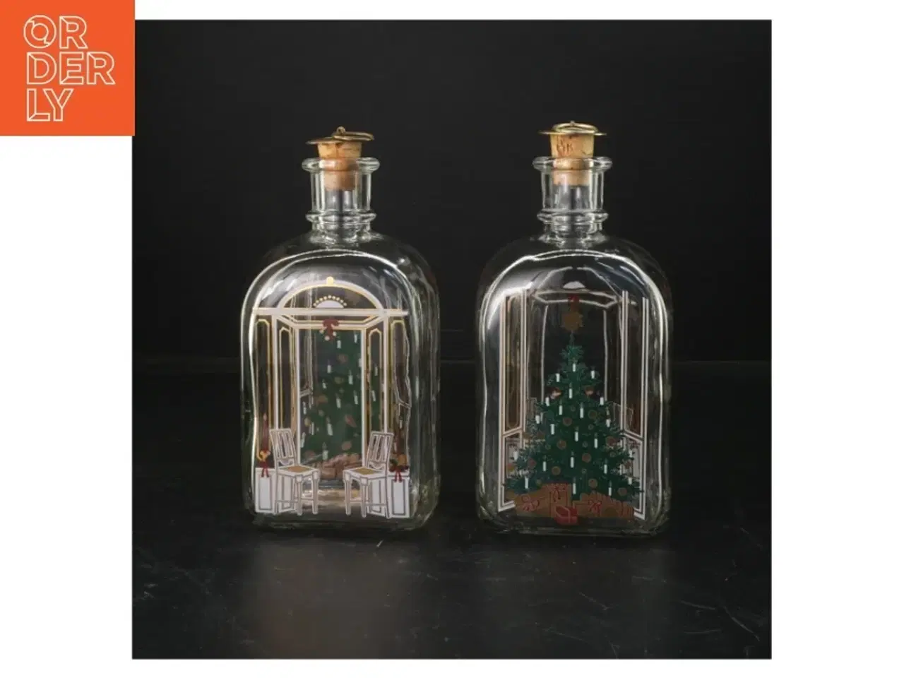 Billede 1 - Snapseflasker, jule dekoration (str. 20 cm. 2 styk) fra Holmegaard