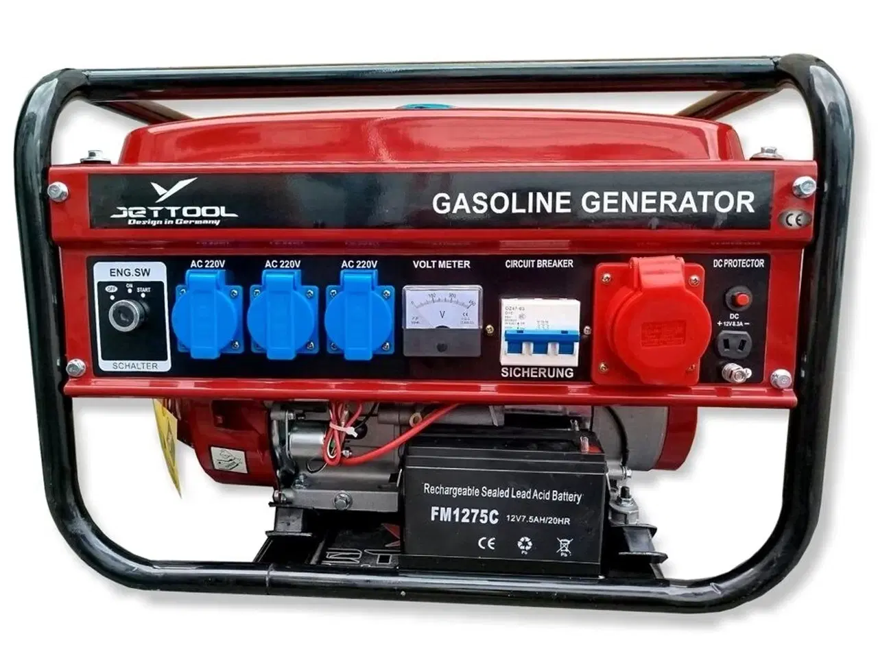 Billede 1 - Generator med 6,5 hk benzin motor og elstart.