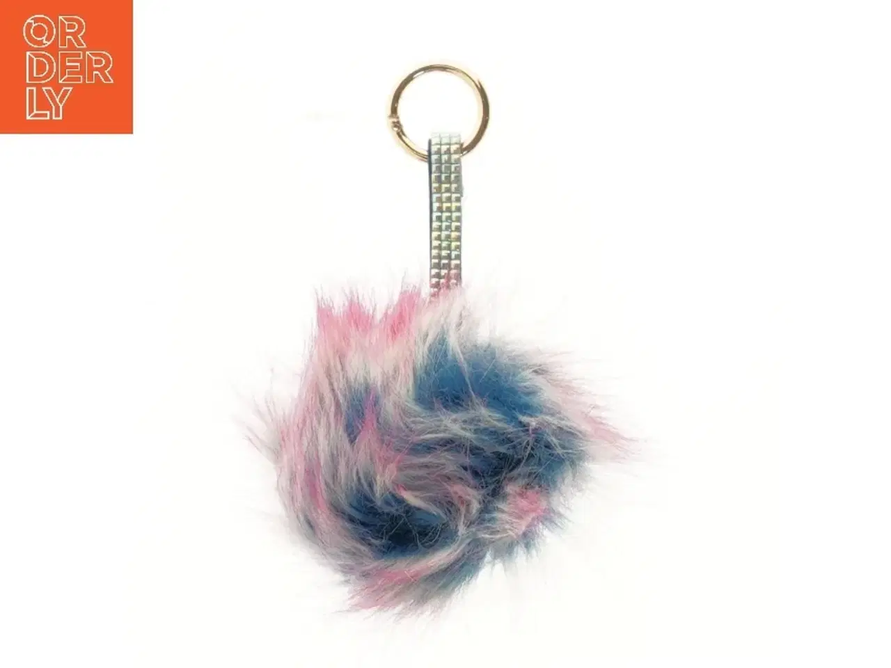 Billede 1 - Pels nøglering med stof rem (str. Ø 10 cm)