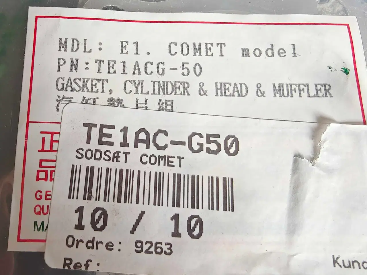 Billede 2 - PGO Comet. Nyt Originalt Sodsæt 