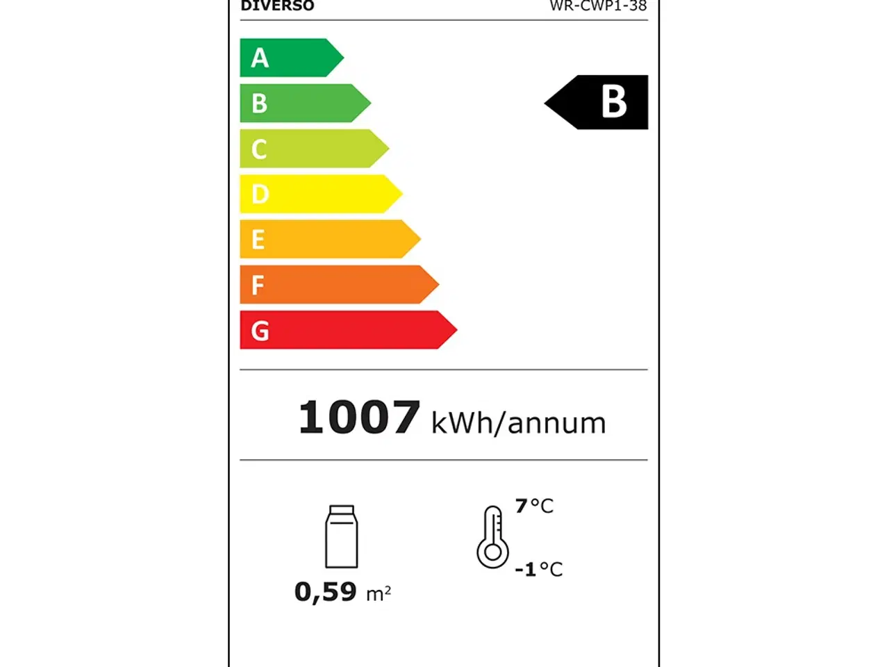 Billede 2 - Diamond Vinkøleskab sort 300L – 600 x 558 x 1800mm